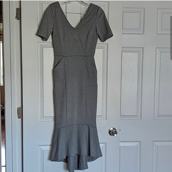 ASOS gray peplum dress with pockets - Picture 3 of 5